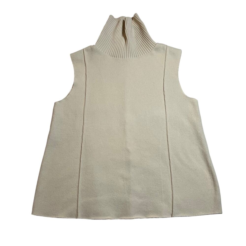 Zara Sleeveless Turtleneck Knit Top Size S Neutral Minimalist Office Career Boho